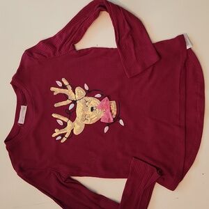 Young Hearts Long Sleeve Tshirt Reindeer Christmas Holiday 7 8